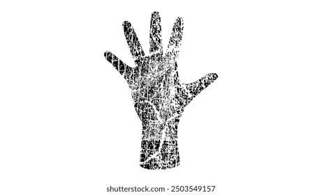 dirty handprint, black isolated silhouette