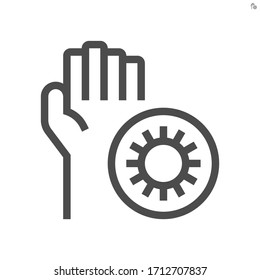 Dirty hands and coronavirus vector icon design, 64x64 pixel perfect and editable stroke.