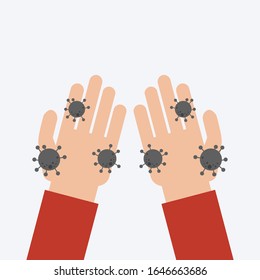 Schmutzige Hände. Handhygiene. Vektorillustration.