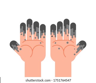 Dirty hands isolated. Fingers in mud. vector illustration