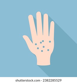 Dirty hands sign. Unbleached silk Icon with very long shadow at dark sky blue background. Illustration.