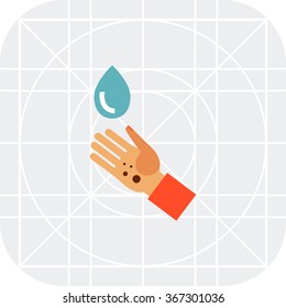 Dirty human palm and drop