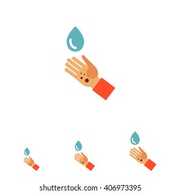 Dirty human palm and drop