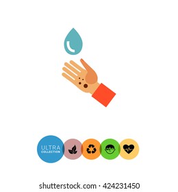 Dirty human palm and drop