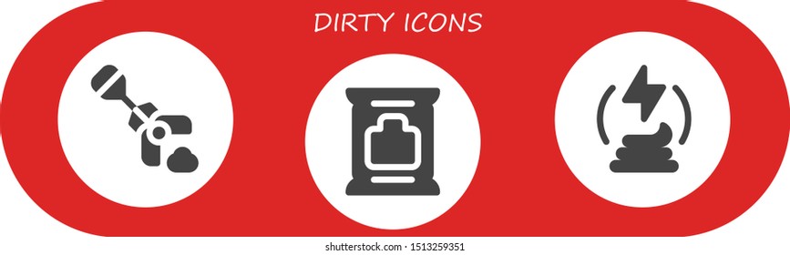 dirty icon set. 3 filled dirty icons.  Collection Of - Poop, Wipes, Manure icons