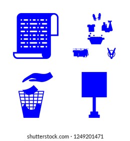 dirty icon set about wash, garbage, scroll and phone booth vector set