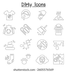 Dirty icon set in thin line style