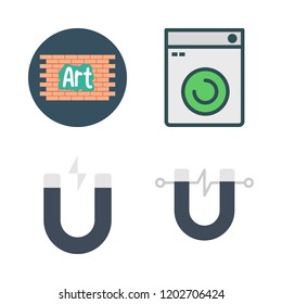 dirty icon set. vector set about washing machine, brickwall and magnet icons set.