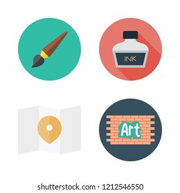 dirty icon set. vector set about map, brickwall, paint brush and ink icons set.
