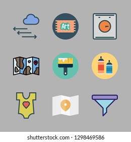 dirty icon set. vector set about filter, dishwasher, paint brush and pressure icons set.