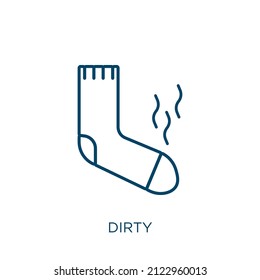 dirty icon. Thin linear dirty outline icon isolated on white background. Line vector dirty sign, symbol for web and mobile