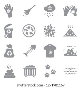 Dirty Icons. Gray Flat Design. Vector Illustration. 