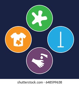Dirty icons set. set of 4 dirty filled icons such as mop, splash, dirty laundry