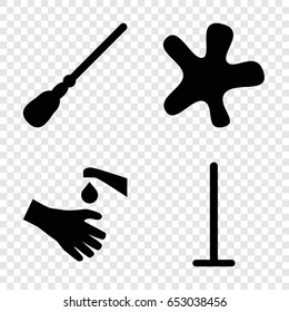 Dirty icons set. set of 4 dirty filled icons such as mop, splash