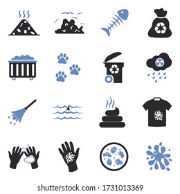 Iconos sucios. Diseño Plano De Dos Tonos. Ilustración vectorial.