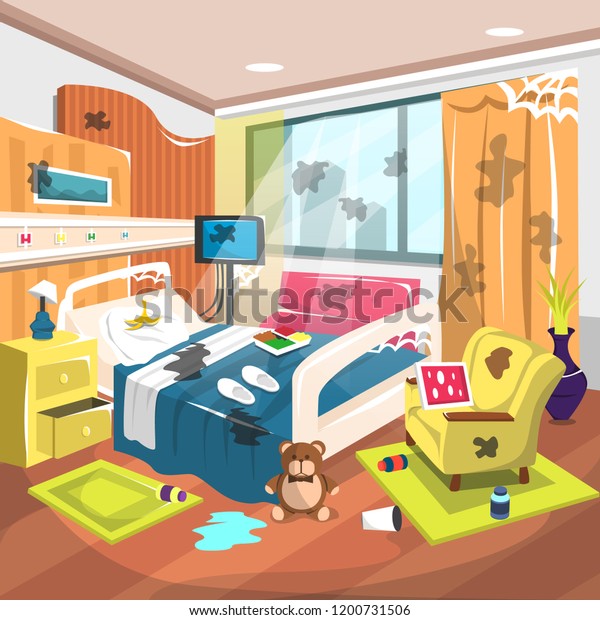 Dirty Inpatient Rehab Room Hospital Large Stock Vector