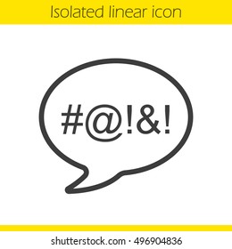 Dirty language linear icon. Cursing. Thin line illustration. Chat bubble with censored swearing words contour symbol. Vector isolated outline drawing