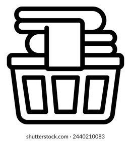 Dirty laundry holder icon outline vector. Fabric container. Household clothing stack