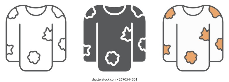 Icono de línea de ropa sucia, lavandería y ropa, letrero de camisa desordenada, gráficos de Vector, un patrón lineal sobre un fondo blanco, eps 10.