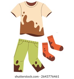 Dirty laundry pile in basket isolated vector illustration on white background