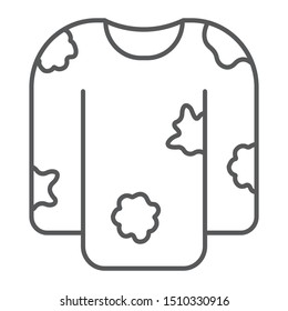 Dirty laundry thin line icon, laundry and clothes, untidy shirt sign, vector graphics, a linear pattern on a white background, eps 10.