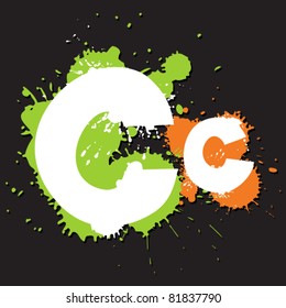 Dirty letter C. Vector illustration