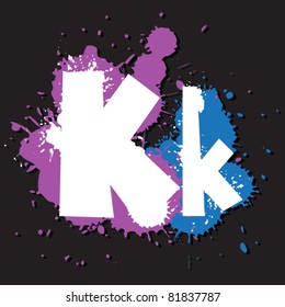 Dirty letter K. Vector illustration