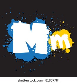 Dirty letter M. Vector illustration