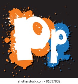 Dirty letter P. Vector illustration