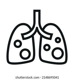 icono de pulmones sucios. Negro sobre fondo blanco aislado
