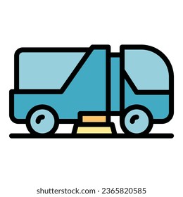 Dirty machine icon outline vector. Street truck. Cleaner municipal color flat