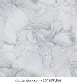 Dirty Marble Paint Pattern. Dirty Seamless Background. Vector Abstract Painting. Dark Marble Watercolor. Dark Vector Splash. Gray Water Color Repeat. Dark Alcohol Ink Watercolor. Gray Rock Stone.
