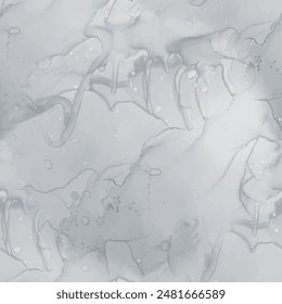 Dirty Marble Stone Texture. Gray Seamless Watercolor. Gray Tile Slate. Fluid Vector Texture. Dark Marble Background. Dirty Alcohol Ink Watercolor. Vector Abstract Template. Dark Water Color Repeat.