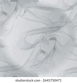 Dirty Marble Wall Pattern. Dark Marble Watercolor. Dirty Alcohol Ink Marble. Gray Abstract Background. Gray Rock Stone. Grey Vector Texture. Dark Water Color Watercolor. Vector Seamless Painting.