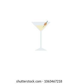 Dirty martini cocktail flat vector illustration isolated on a white background.