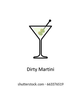 Dirty Martini cocktail icon in flat style. Vector illustration
