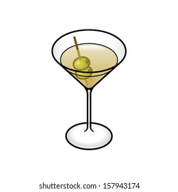 A "dirty" martini with stuffed olives. 