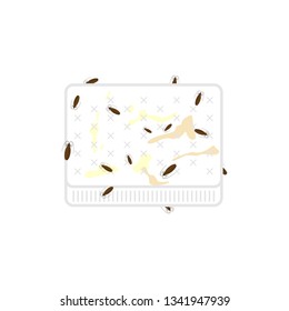 Dirty mattress and bed bugs. Vector illustration
