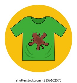 dirty men t-shirt with food stain. sweat stains on clothes. flat vector illustration.