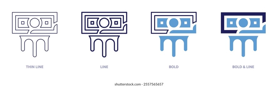 Dirty money icon in 4 different styles. Thin Line, Line, Bold, and Bold Line. Duotone style. Editable stroke.
