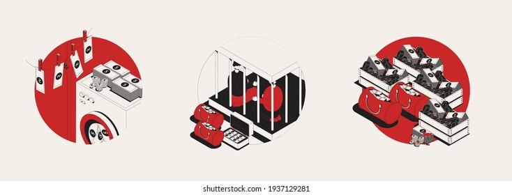 Dirty Money Isometric Composition With Money Laundering Concept Vector Illustration