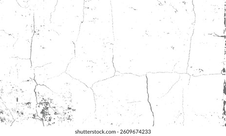 Dirty monochrome pattern of the old worn surface. Abstract illustration texture of cracks, chips, dot. Grunge background of black and white.