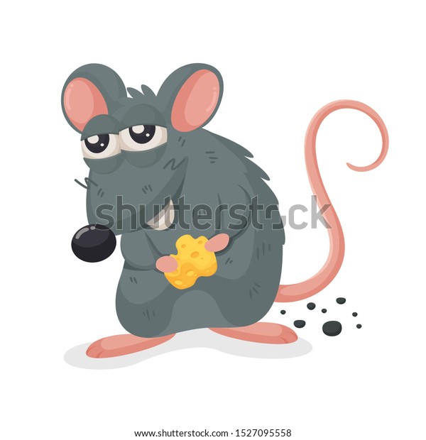 Dirty Mouse Vector Cartoon Mouse Holding のベクター画像素材 ロイヤリティフリー