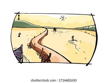Dirty muddy water after heavy rain. Vector illustration 