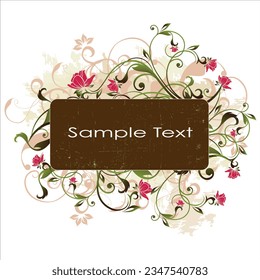 Dirty old floral background and patterned frame