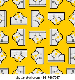 Dirty panties pattern seamless. Unclean shorts background. Vector texture 
