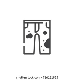 Dirty pants icon vector, filled flat sign, solid pictogram isolated on white. Symbol, logo illustration.