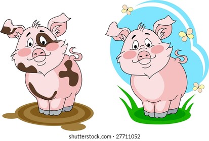 dirty pigling and clean pigling