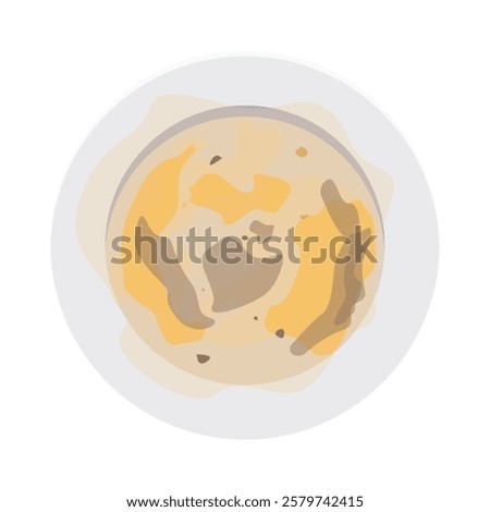 Dirty plate top view flat isolated illustration