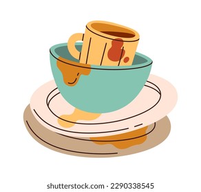 Dirty plates flat icon Dishwashing. Vector illustration